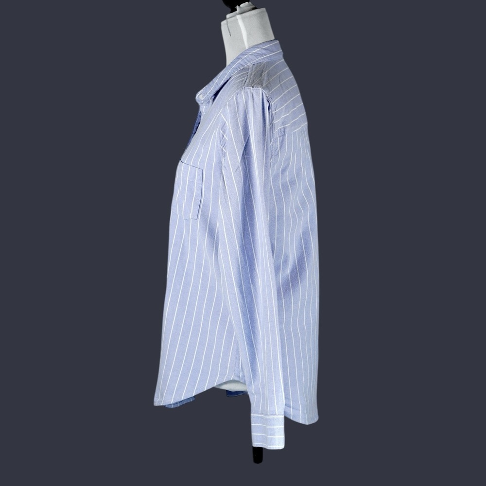 Abercrombie & Fitch Women’s Blue Striped Button Down Cotton Blend Shirt – Size L - Picture 5 of 16